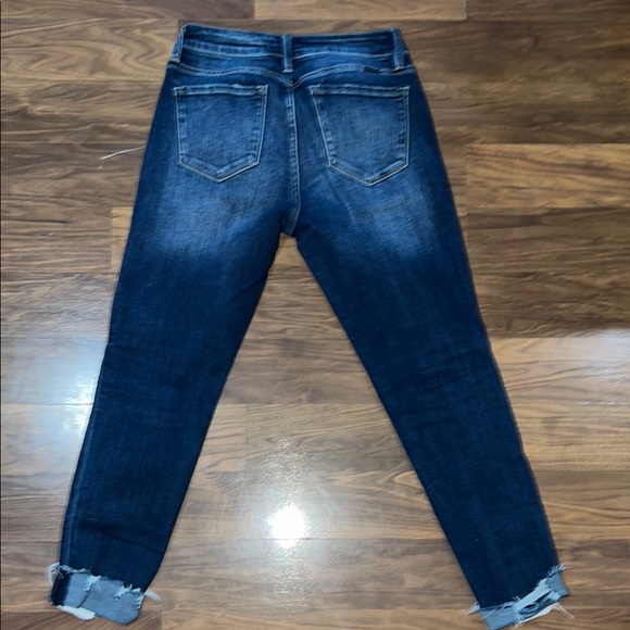 Dark Blue Distressed Women's Jeans - Picture 3 of 5